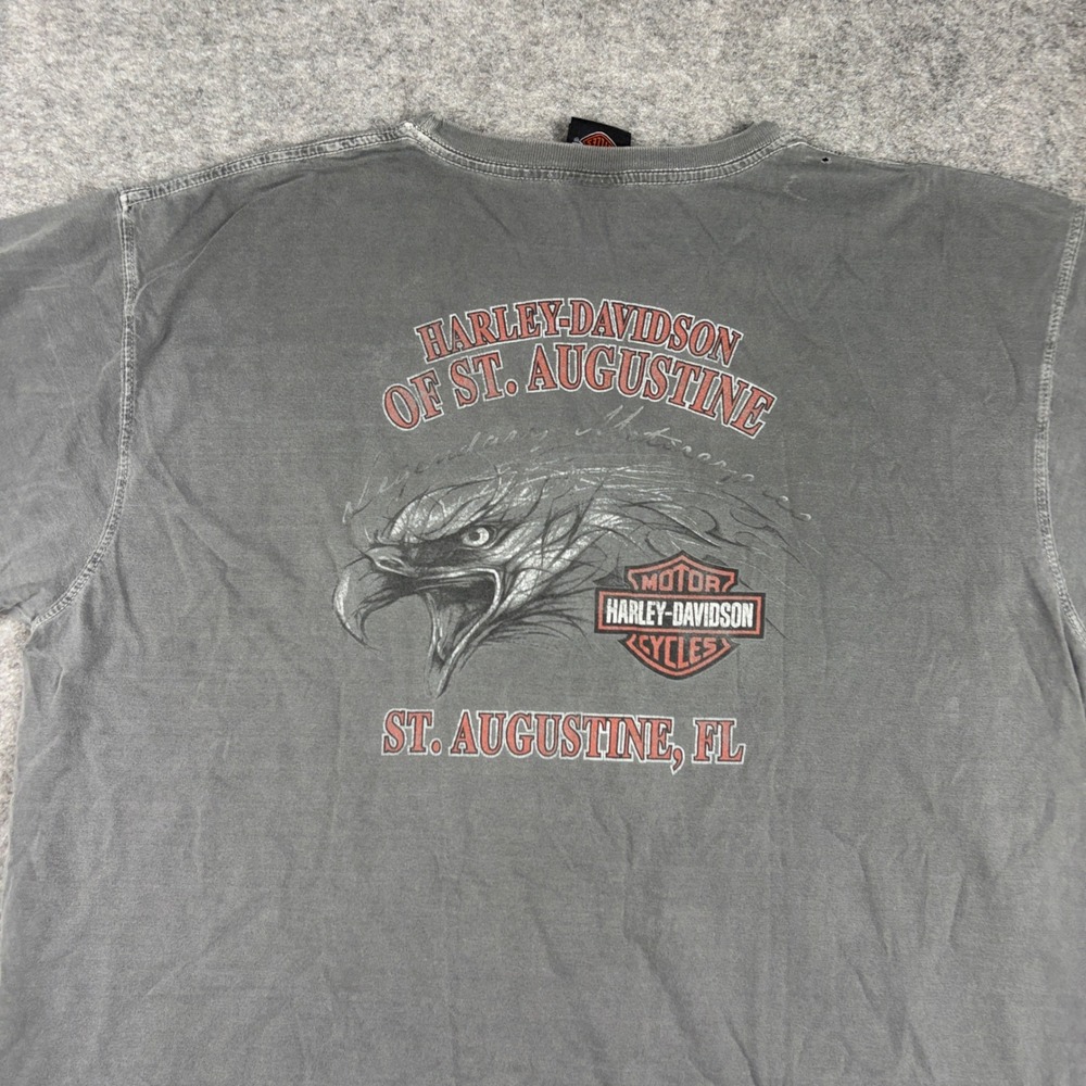 Vintage Y2K Harley Davidson Graphic T-Shirt Mens XL Gray Distressed Faded Biker - Picture 14 of 15
